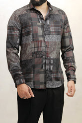 Turbo Checkered Crown Long Sleeve Cotton Casual Shirt